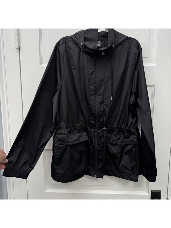 Avia Jackets & Blazers - Avia Womens XL 16-18 Black Hooded Windbreaker Jacket Cinch Waist Pockets